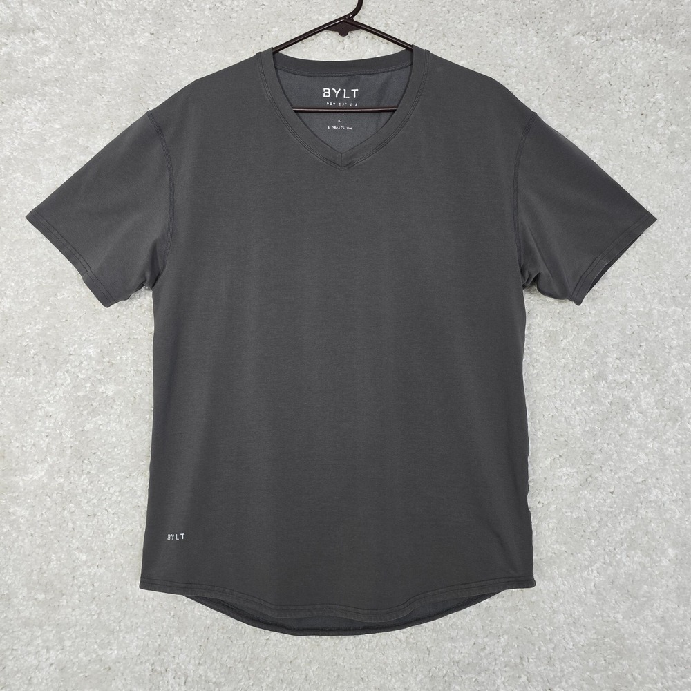BYLT Mens Drop Cut Stretch T Shirt Gray Size‎ XL Athletic Casual Gym